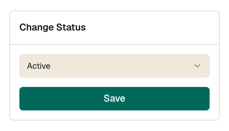 Change status switches the ad on and off. Active means buyers can see it. Deactivate hides it without deleting it, and you can switch it back whenever you want. Sold out closes it once the item is gone.